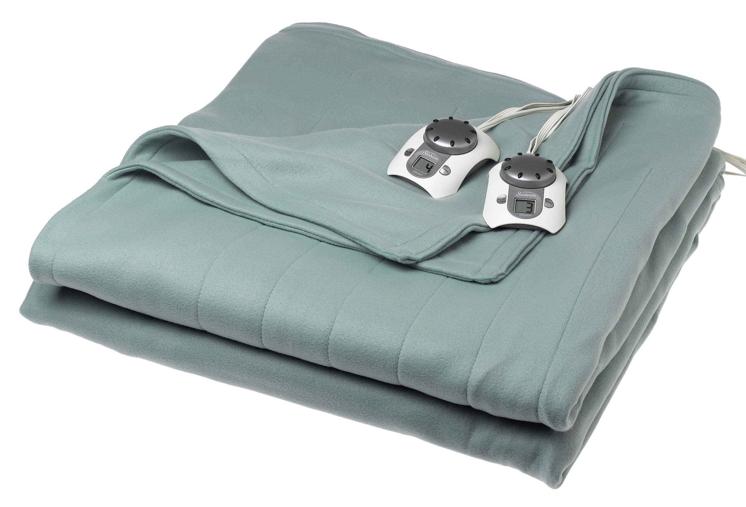 Sunbeam Twin Electric Warming Blanket - Soft & Cozy Heated Throw for Winter - Blue Sage - Perfect for Bed, Couch & Cold Nights