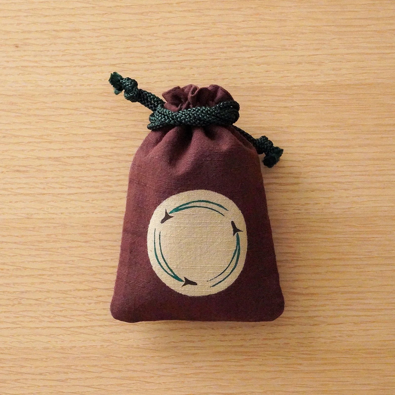 Katazome Small Talisman Bag - Pine Needle Design Drawstring Pouch | Japanese Traditional Craft Bag for Good Luck Charms, Jewelry & Travel Essentials