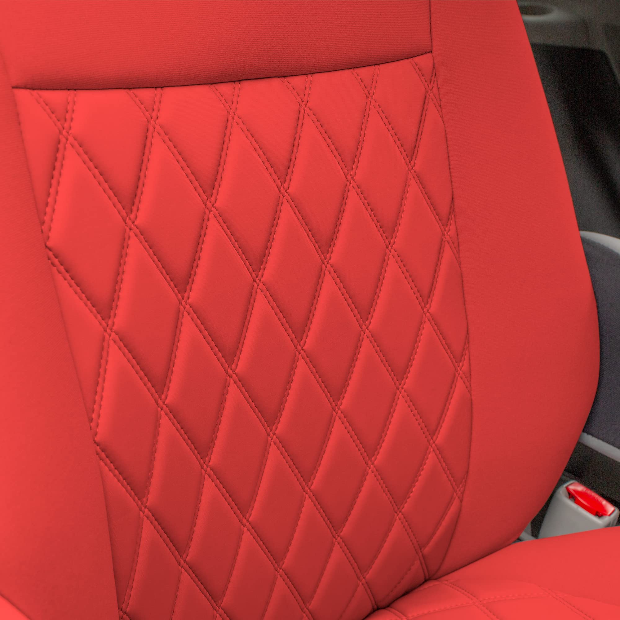 FH Group Custom Fit Neoprene Seat Covers for 2011-2020 Toyota Sienna | Waterproof Neosupreme Automotive Seat Protectors | 3rd Row Red | Perfect for Family Road Trips & Daily Commute