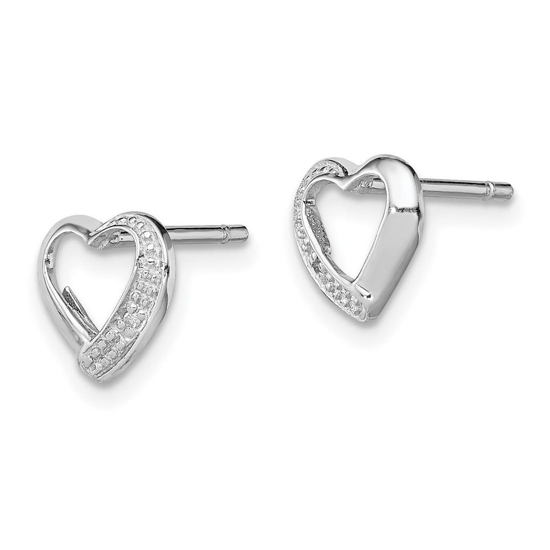 925 Sterling Silver Rhodium-Plated Diamond Heart Stud Earrings for Women - 8x8mm Elegant Love Heart Post Earrings - Perfect for Valentine's Day, Anniversary Gifts & Romantic Occasions
