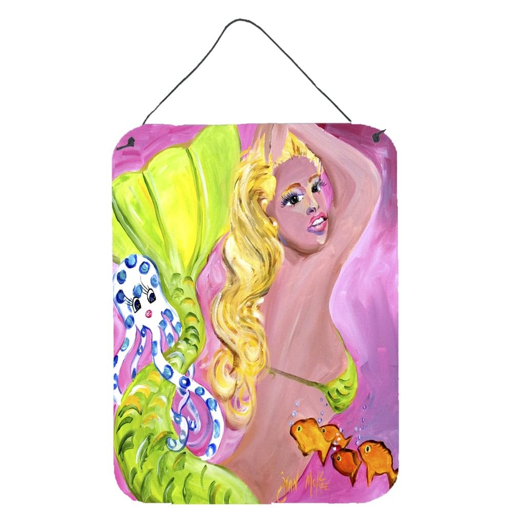 Pink Mermaid Wall Decor - 12x16 Aluminum Metal Sign for Kitchen, Bathroom, Bar & Front Door | Durable Hanging Plaque for Home & Office | Perfect Gift for Beach House & Coastal Themed Rooms
