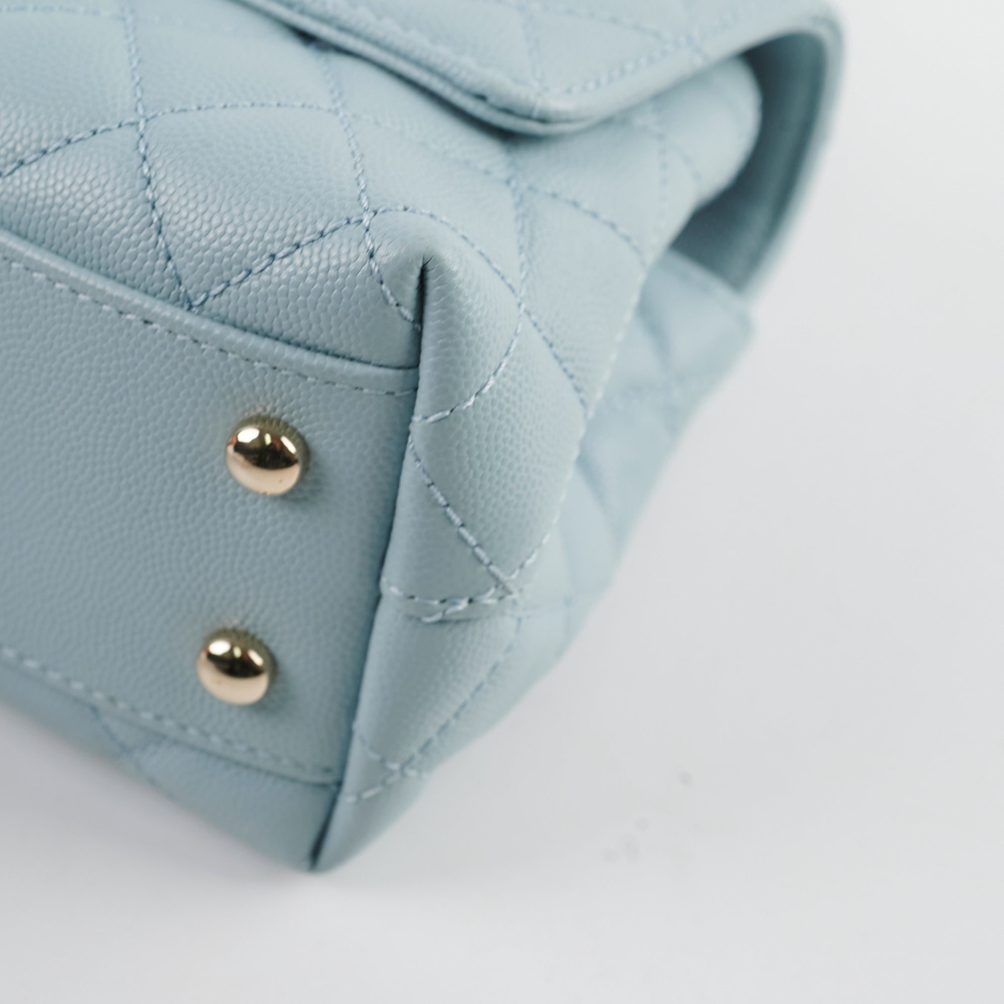 Chanel Caviar Small Coco Handle Bag in Light Blue with Microchip - Perfect for Evening Events, Parties & Luxury Fashion Accessories