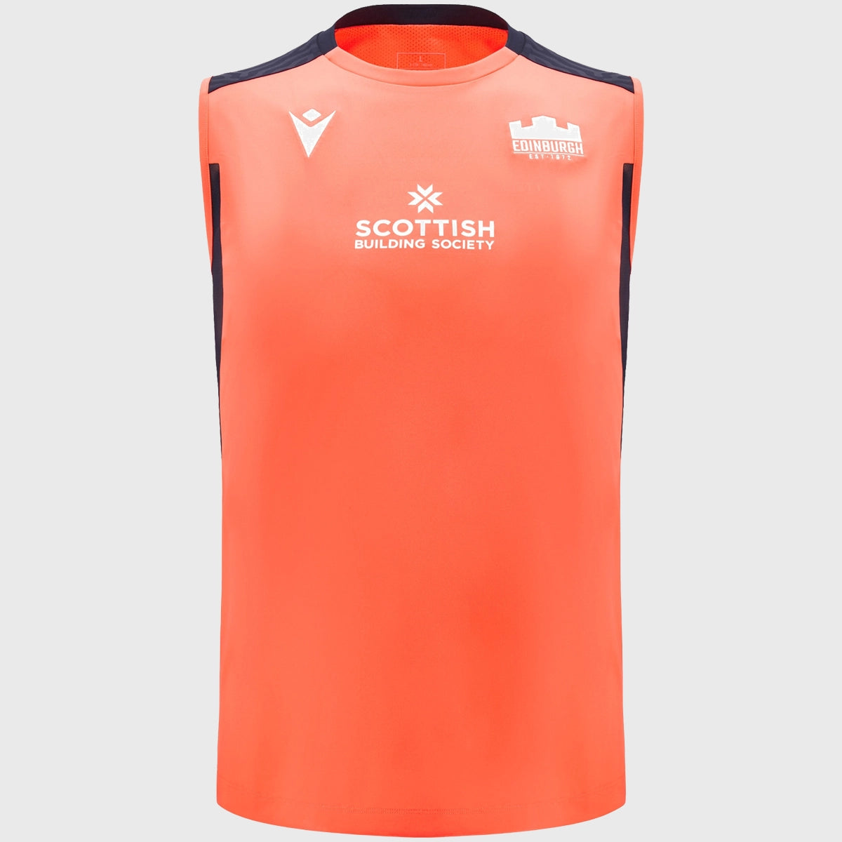 Edinburgh Rugby Macron Sleeveless Performance Tee - Coral Pink Polyester Jersey for Training & Match Day