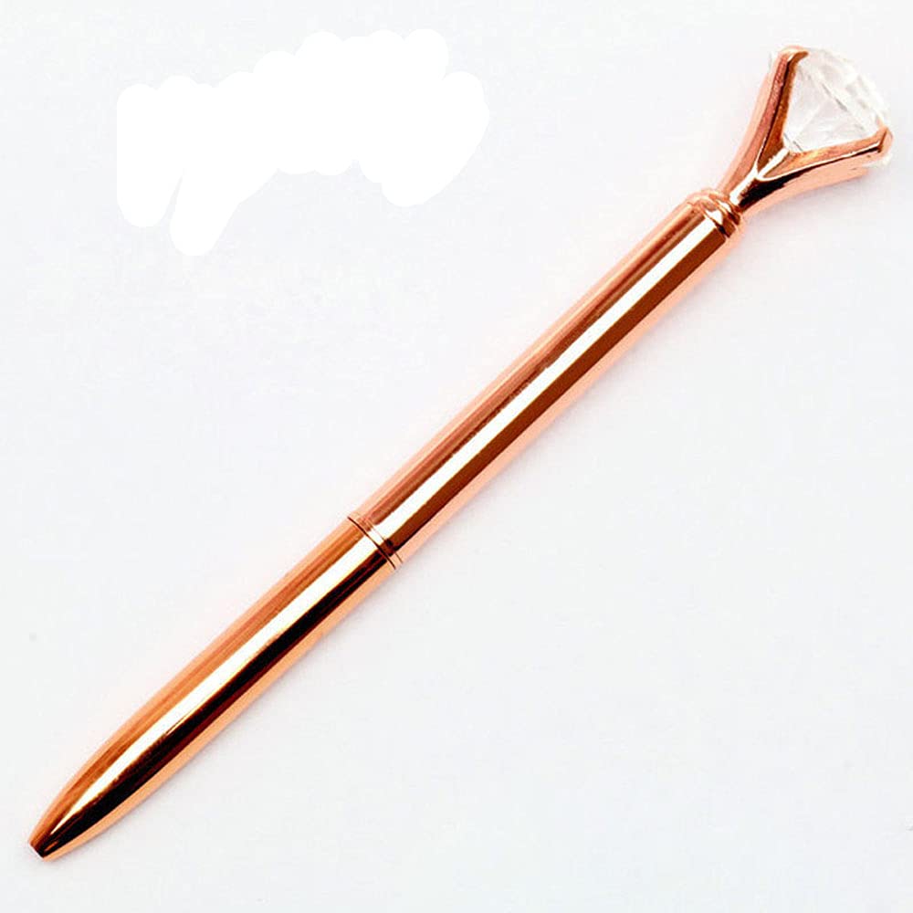 1Pcs Rose Gold Diamond Pen - Elegant Bling Metal Ballpoint Pen with Crystal Design for Office, School & Gift Giving | Premium Writing Instrument for Women & Professionals