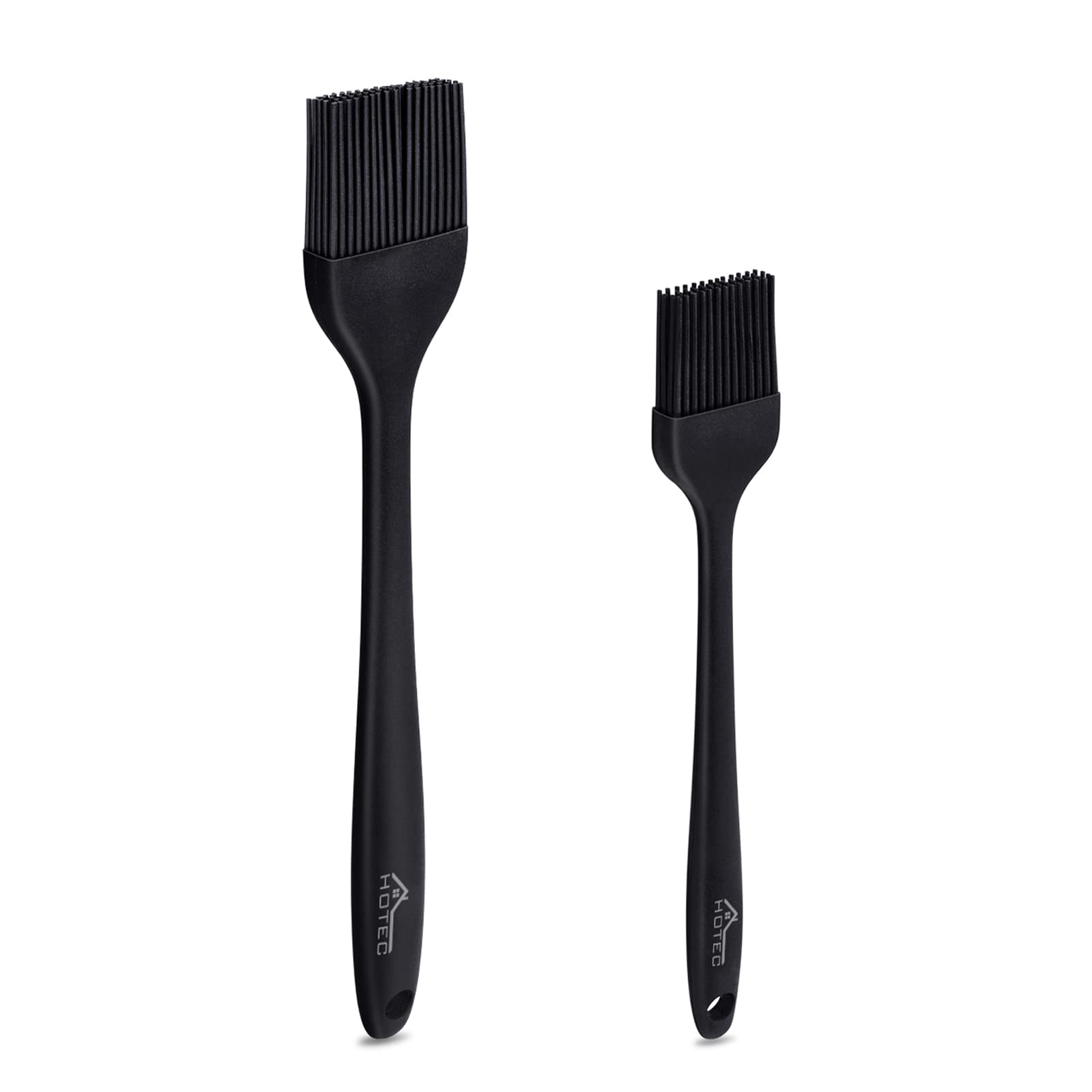 HOTEC Silicone Basting Brushes - Heat Resistant Pastry Brushes for BBQ, Grilling, Baking & Cooking - Spread Oil, Butter, Sauce & Marinades - BPA Free & Dishwasher Safe (Black, 2-Pack) - Perfect for Grilling Steaks, Basting Turkey & Baking Pastries