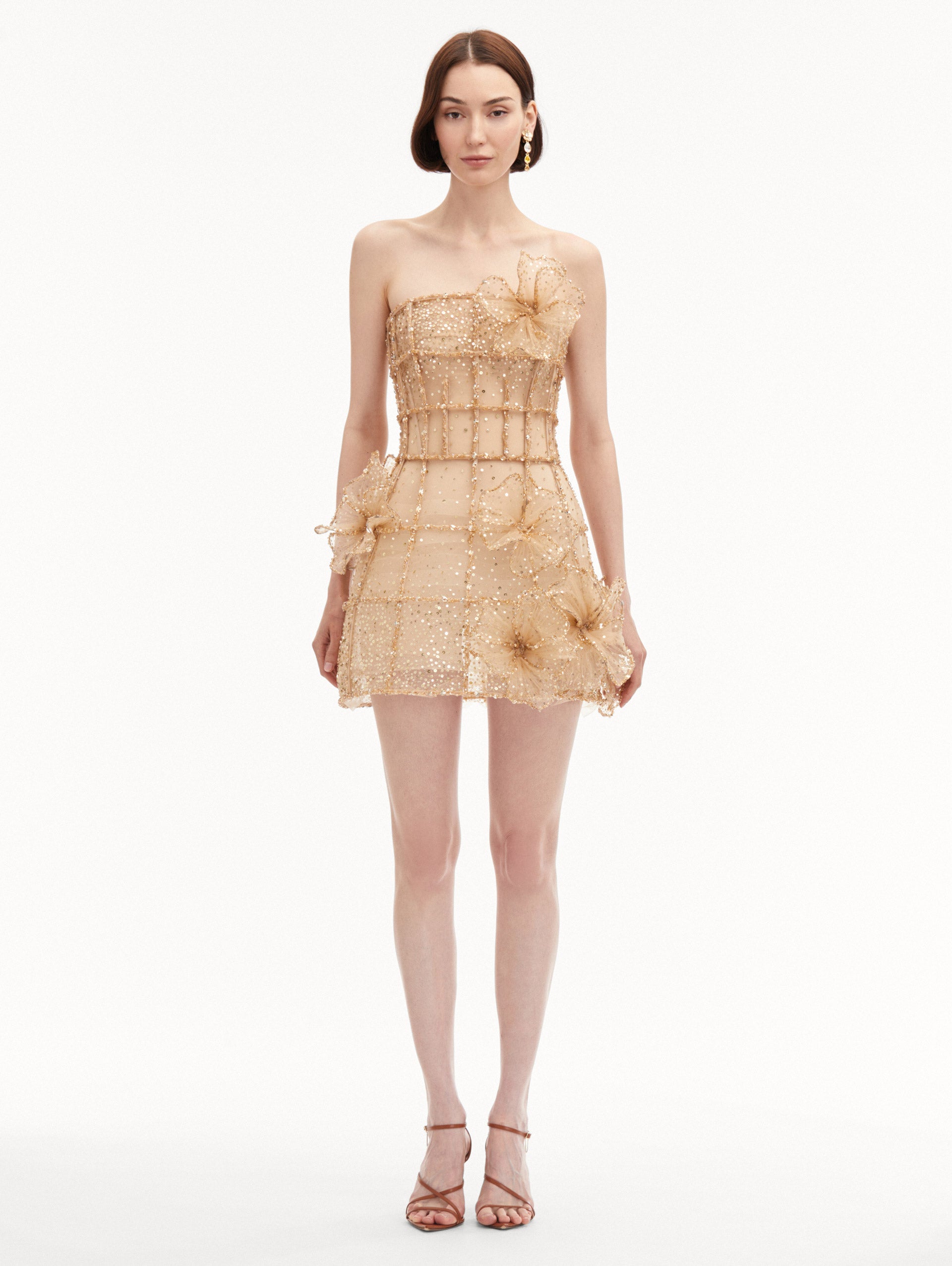Elegant Crystal Grid Orchid Cocktail Dress for Women - Perfect for Evening Parties, Weddings & Special Occasions