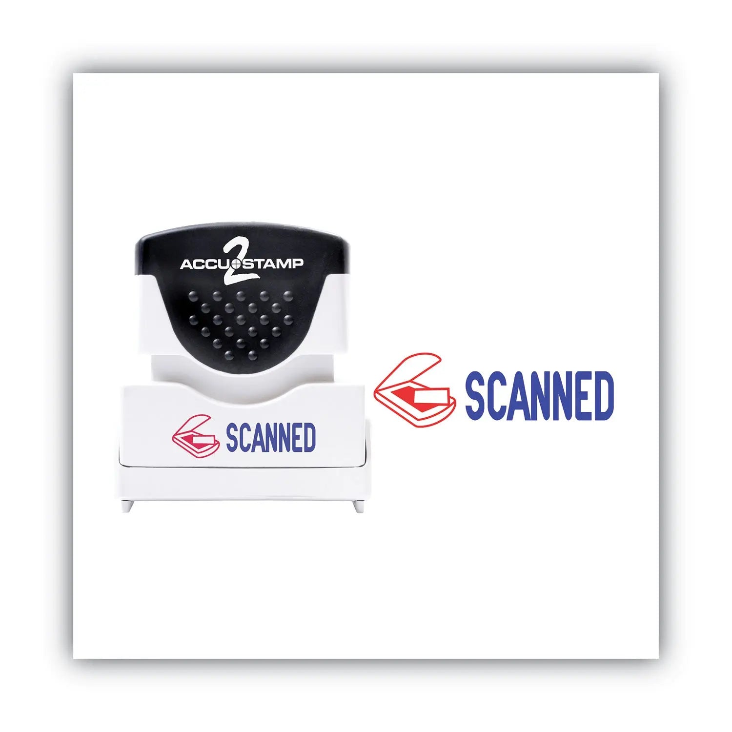 ACCUSTAMP2® Pre-Inked Shutter Stamp - Red & Blue Ink, Scannable, 1.63
