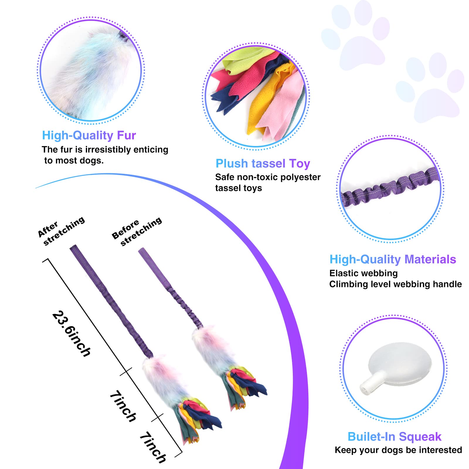 Nearly Indestructible Dog Rope Toys with Strong Squeak - Ideal for Tug of War, Interactive Training, Dental Cleaning, and Boredom Relief - Perfect for Dogs of All Ages at Home, Park, or Travel