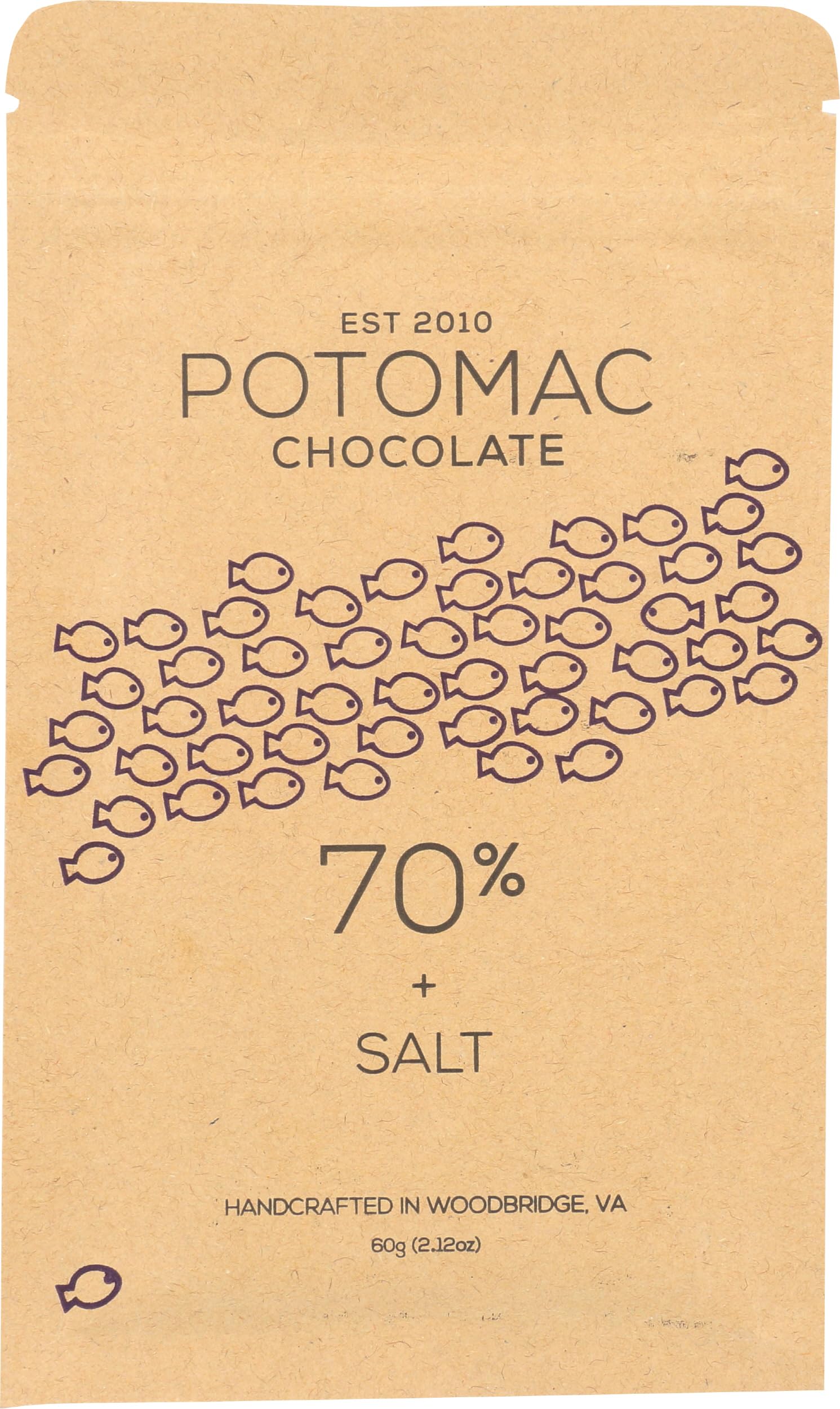 Premium Dark Chocolate Bar - 70% Cocoa with Sea Salt - 2.12oz (60g) - Rich & Smooth Gourmet Chocolate for Gifting, Baking & Desserts - POTOMAC CHOCOLATE