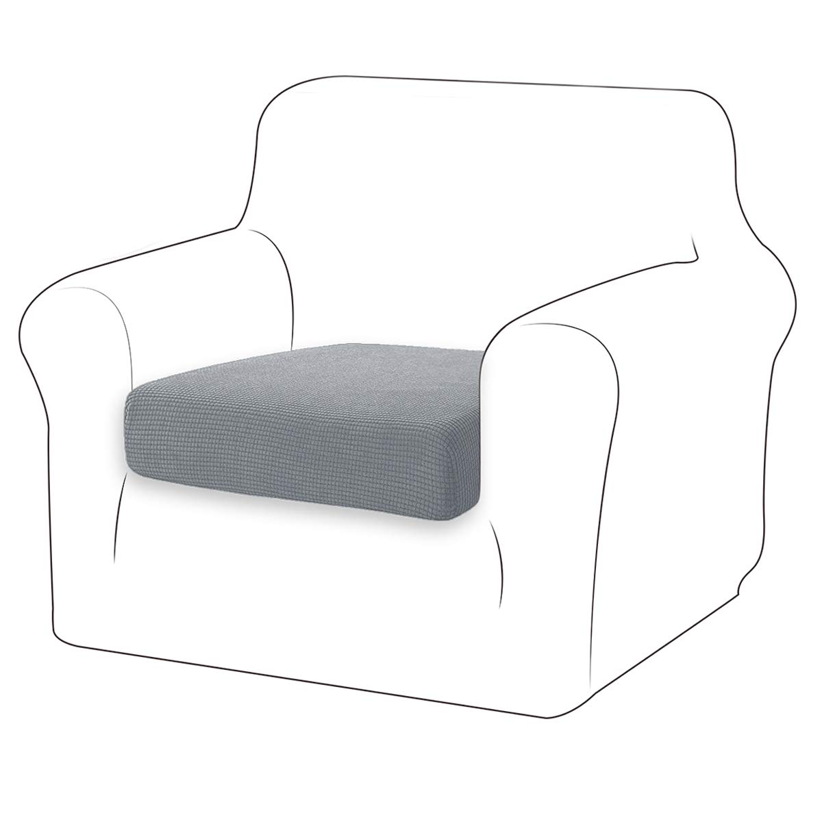 TIANSHU High Stretch Armchair Cushion Cover - 1-Piece Jacquard Sofa Slipcover with Durable Fabric Protector for Chairs (Small, Light Gray) - Perfect for Living Room, Office & Patio Furniture Protection