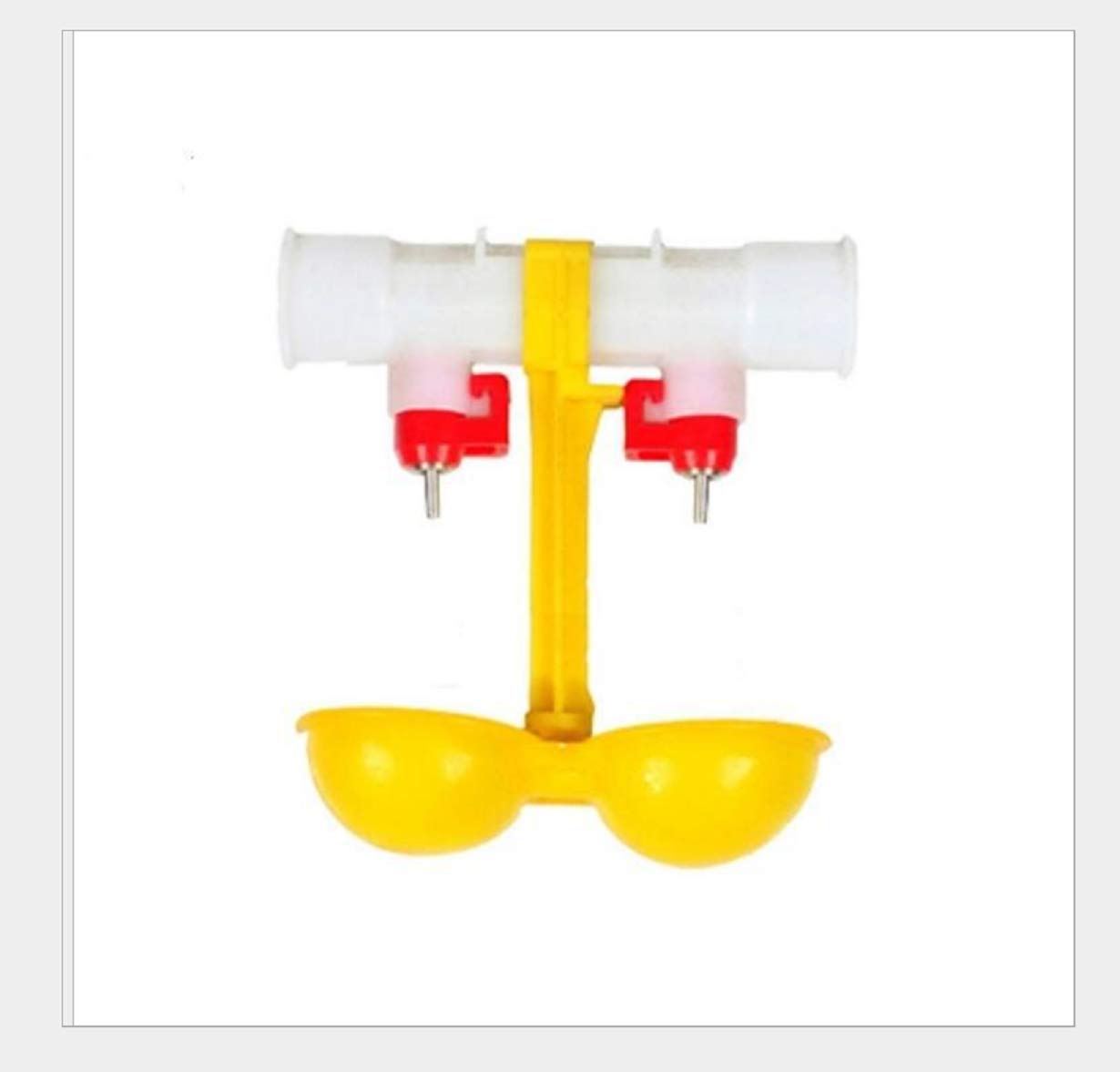 Stainless Steel T-Ball Poultry Drinker for Chickens & Ducks - Double Nipple Waterer with Hanging Cups (10 Pack, 20mm/0.78