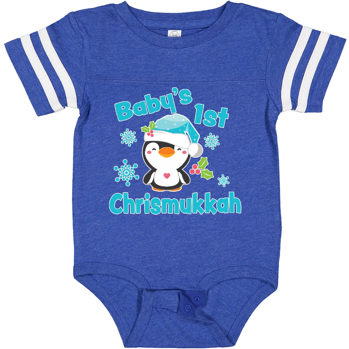 Inktastic Baby's 1st Chrismukkah Cute Penguin Bodysuit - Soft Cotton Infant Onesie for Holiday Celebrations & Family Photos