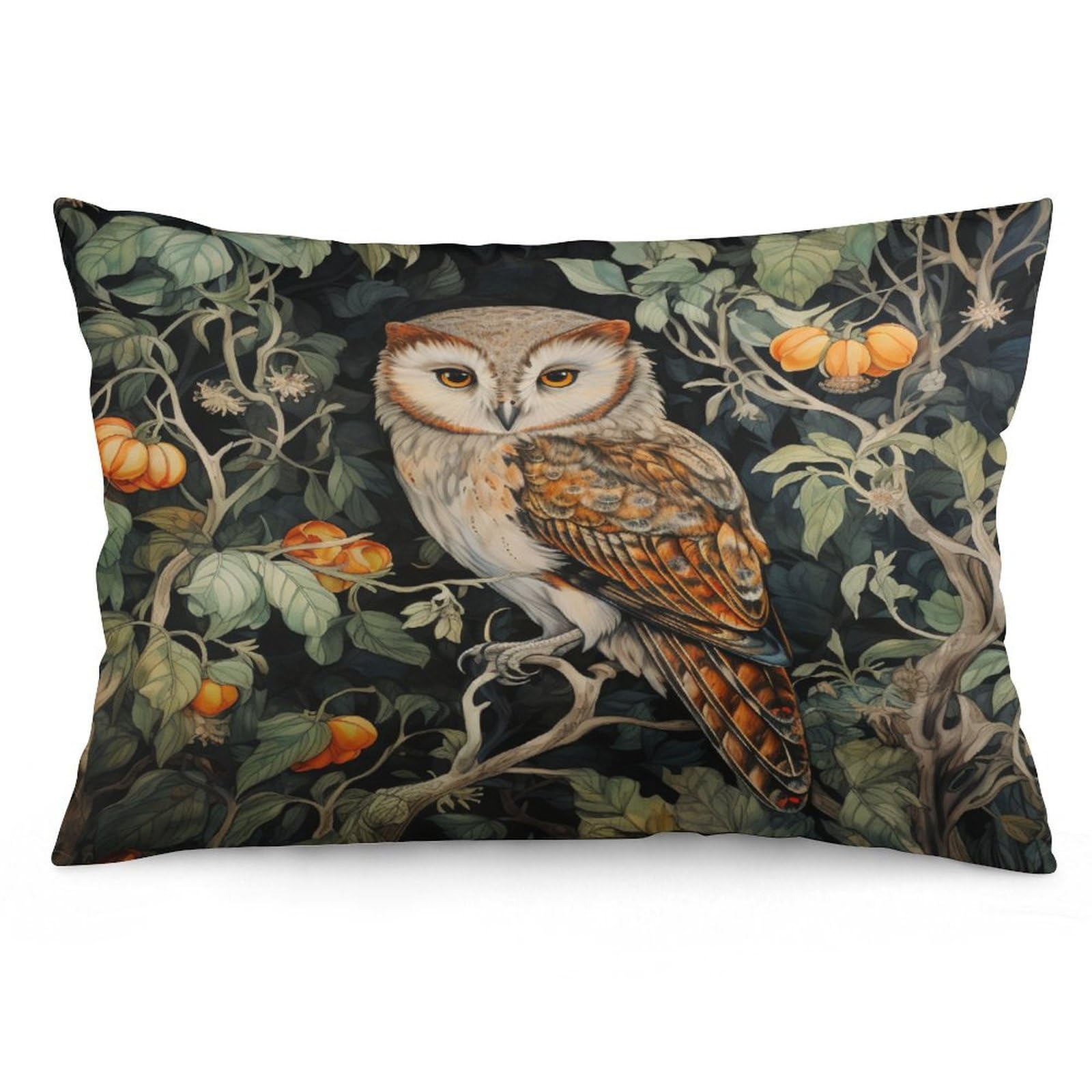 Wonderland Barn Owl Lumbar Pillow Cover 12x20 Inches - Winter Christmas Wildlife Themed Cushion Case with Hidden Zipper, Soft Double-Sided Print for Bedroom Sofa Decor | Cozy Home & Holiday Gift Idea