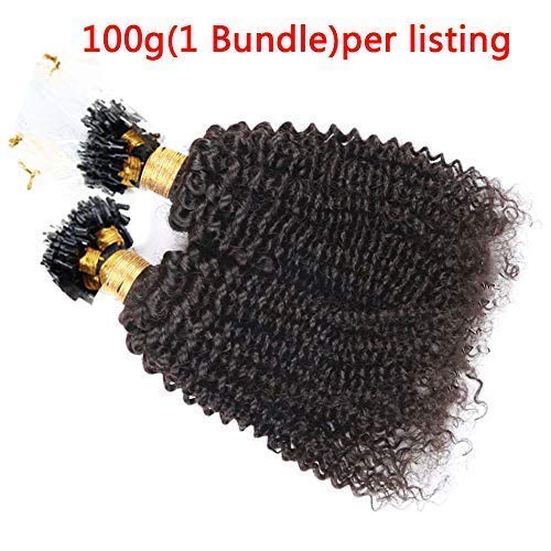 Brazilian Kinky Curly Human Hair Extensions - 100g Pack (18 Inch) Micro Loop Rings, 1g/Strand, Deep Curly Small Curls for Natural Look - Perfect for Daily Wear, Parties & Special Occasions