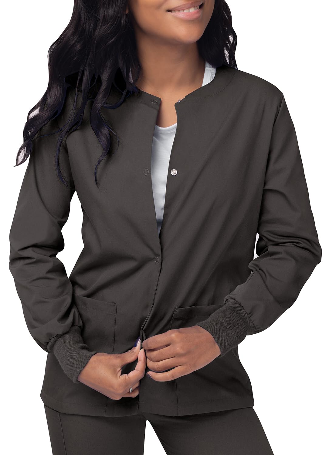 Sivvan Women's Warm-Up Jacket with Front Snap - Comfortable & Stylish Scrub Top for Nurses, Doctors & Healthcare Professionals - Perfect for Clinics, Hospitals & Medical Workwear