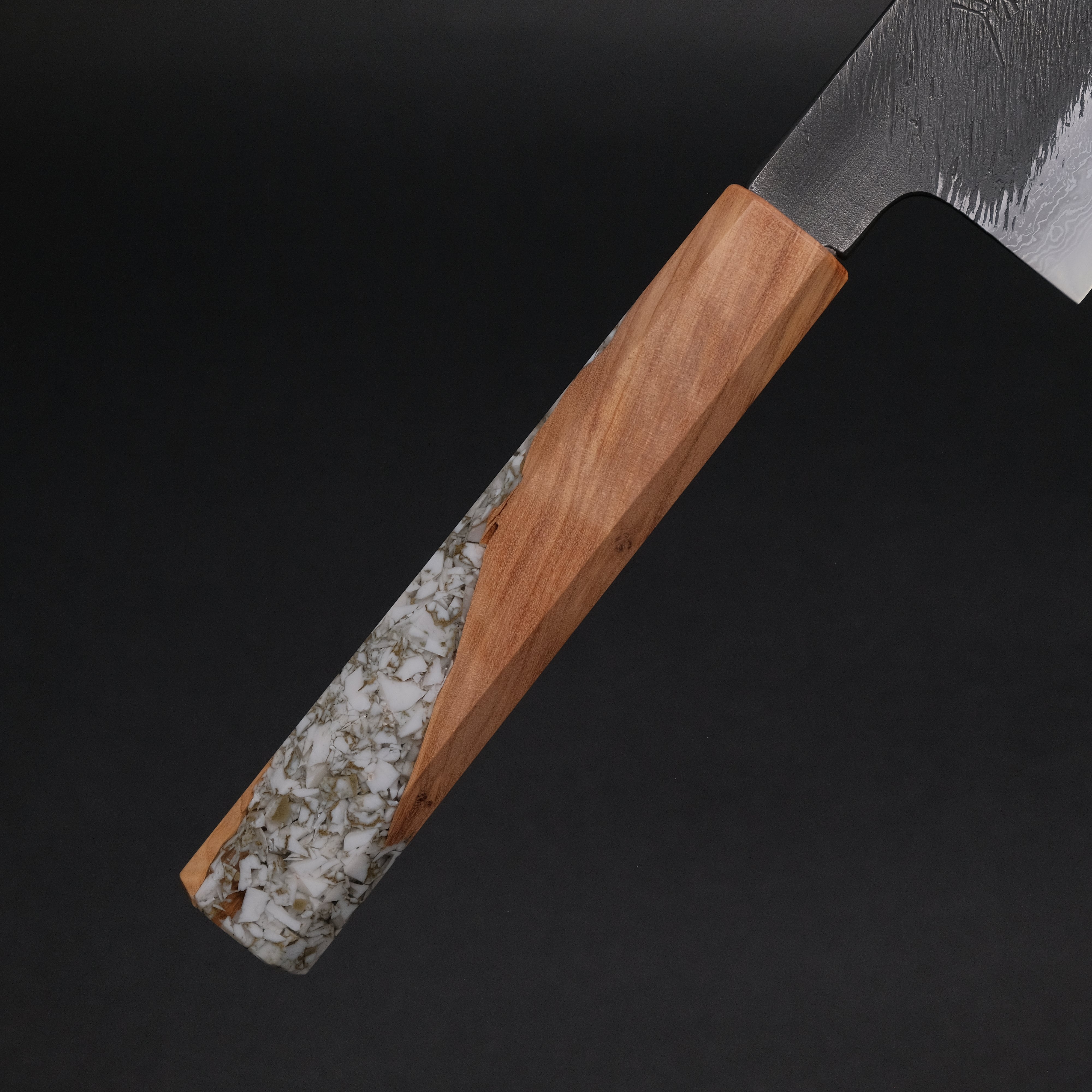Ajikataya White #2 Matsuba Damascus Gyuto 240mm Japanese Chef Knife with Olive Wood TQPRV Handle (#06) - Perfect for Sushi, Meat Slicing & Professional Kitchen Use