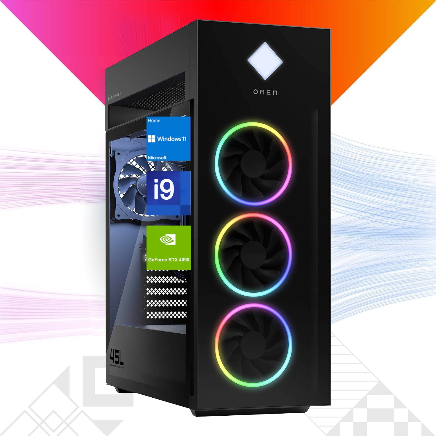 HP Omen Tower Gaming Desktop - Intel Core i9, 16GB RAM, NVIDIA GeForce RTX 4090, 1TB SSD, Windows 11 Home (Black) - Ultimate 4K Gaming & VR Ready PC for Esports & Content Creation