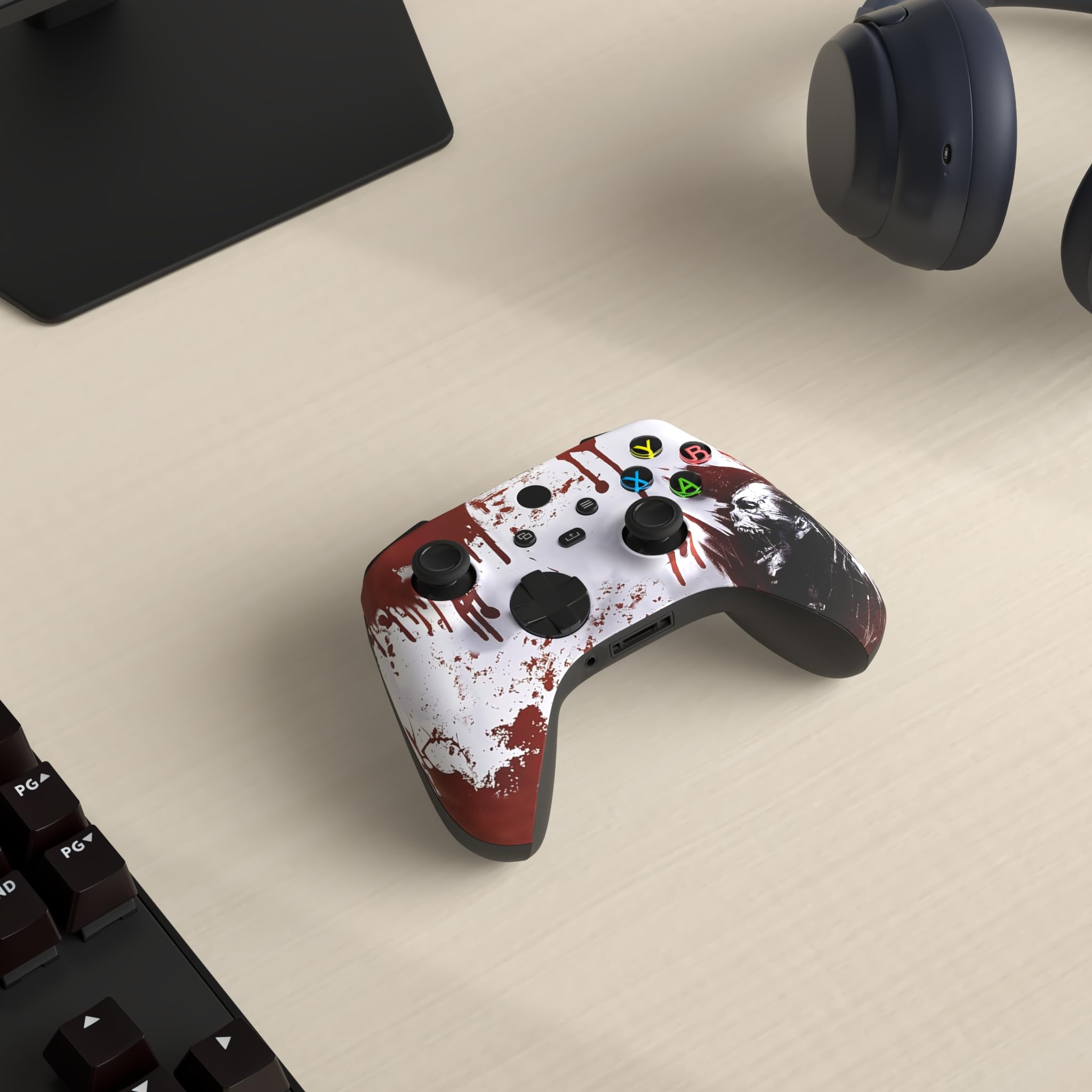 Custom Wireless Xbox Controller for Microsoft Series X/S & One - Soft Touch Grip, Bloody Zombie Design - Enhanced Gaming Experience for FPS, Racing & Action Games