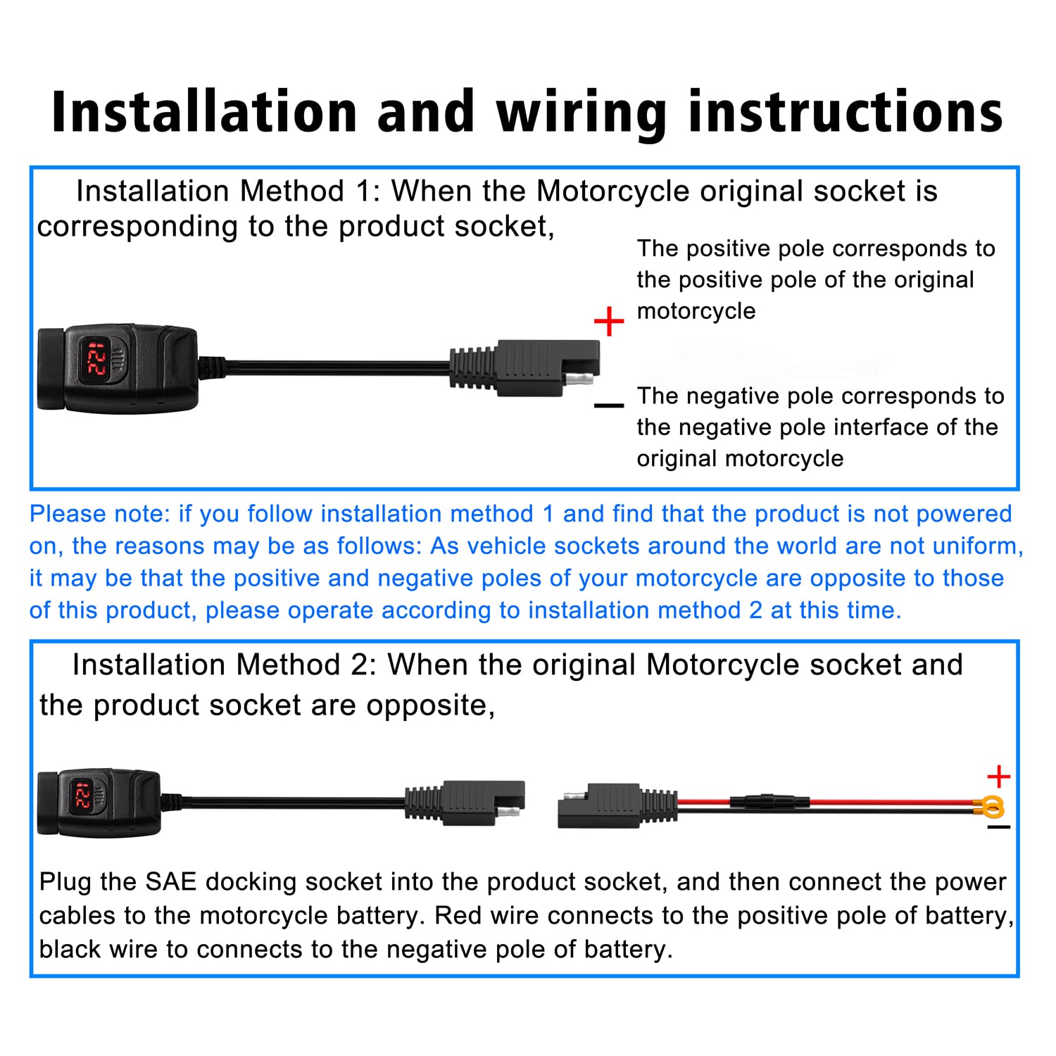 6.8A Motorcycle USB Phone Charger - Dual Port QC3.0 & PD3.0 Fast Charging with Voltmeter, ON/OFF Switch & Fuse - Waterproof SAE USB Adapter for Phones, Tablets, GPS - Perfect for Harley, Honda, Yamaha & Adventure Riding