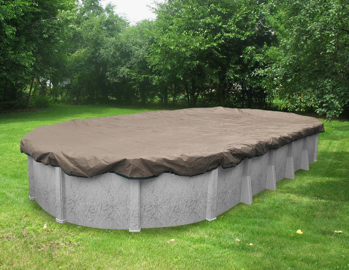 Pool Mate 601530-4-PM 20-Year Premium Winter Oval Above-Ground Pool Cover, 15 x 30-ft, Sand Beige - Durable Protection for Inground Pools During Cold Months