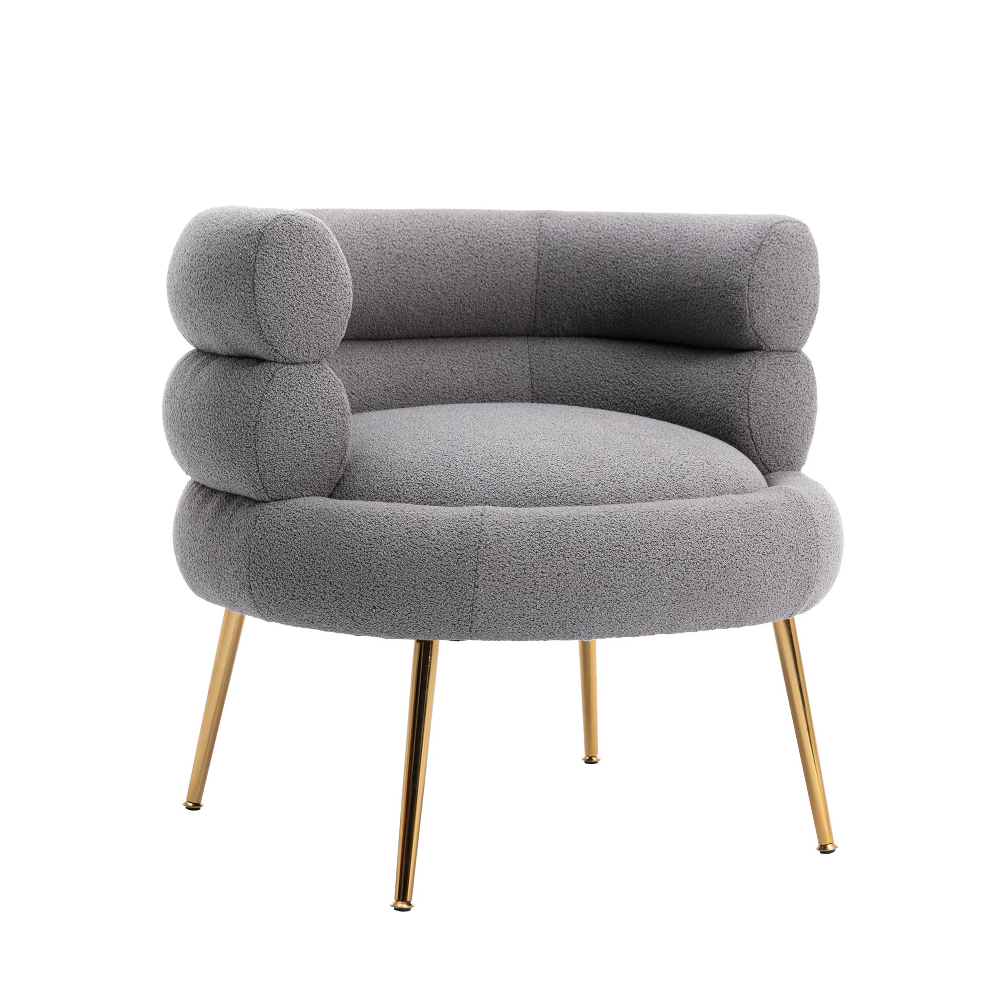 SSLine Modern Accent Barrel Chair - Solid Wood Upholstered Armchair with Adjustable Gold Metal Legs, Thick Padding for Comfort - Perfect as Living Room Chair, Bedroom Seating, Office Guest Chair or Vanity Seat