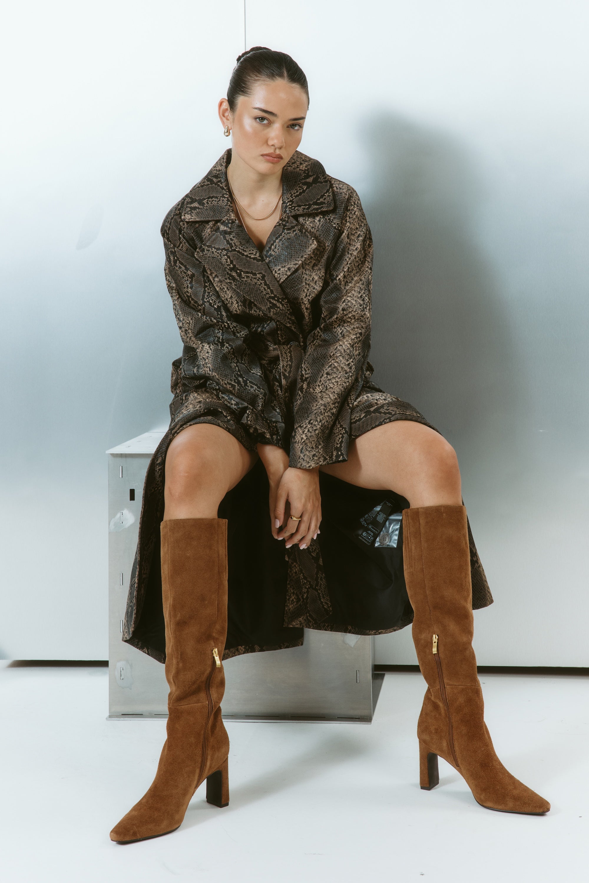 Cacey Women's Long Boots in Tobacco Brown Suede - Stylish Knee-High Winter Boots for Casual Outfits & Office Wear
