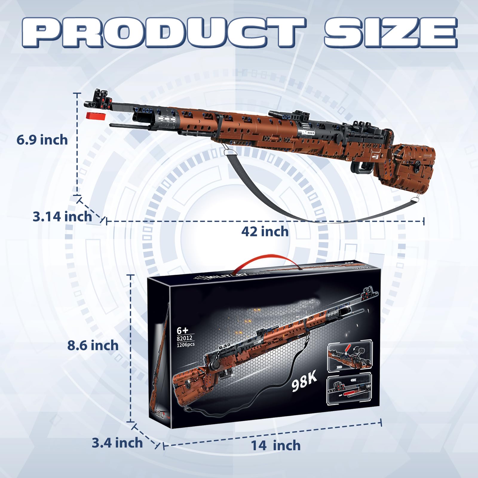 1:1 Model Gun Building Blocks Kit - DIY Military Toy for Collectors (1025 Pcs) - Battle Scene Display
