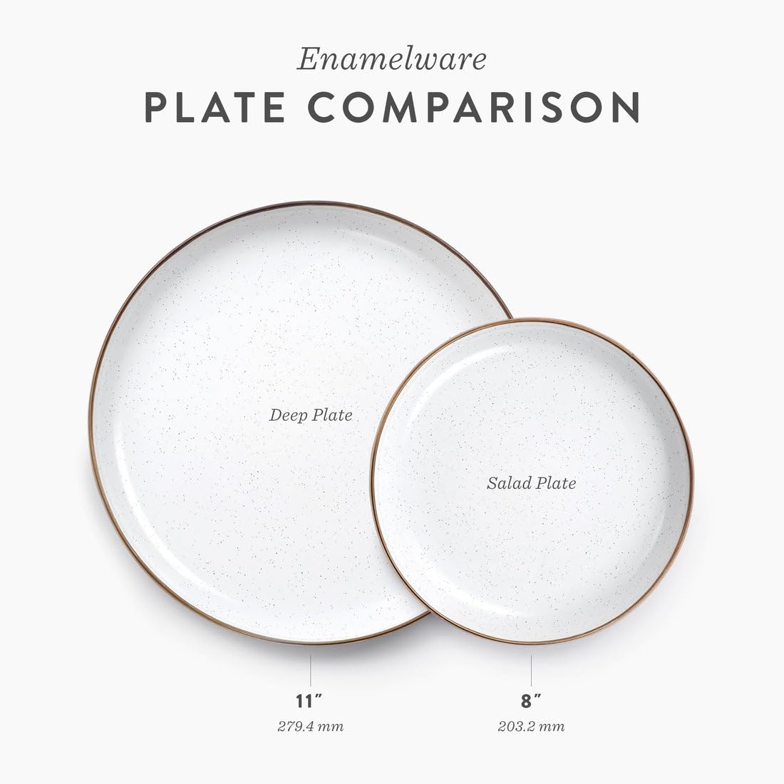 Barebones 8 Inch Salad Plates Set of 2 - Durable Enamelware Dinner Plates for Kitchen, Camping & Picnic - Eggshell White - Perfect for Outdoor Dining, BBQ & Home Decor