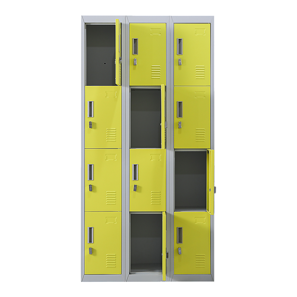 12-Door Locker with Padlock - Heavy Duty Metal Storage Cabinet for Office, Gym, School & Home - Secure Equipment & Personal Belongings Organization (Ideal for Locker Rooms, Employee Storage & Sports Facilities)