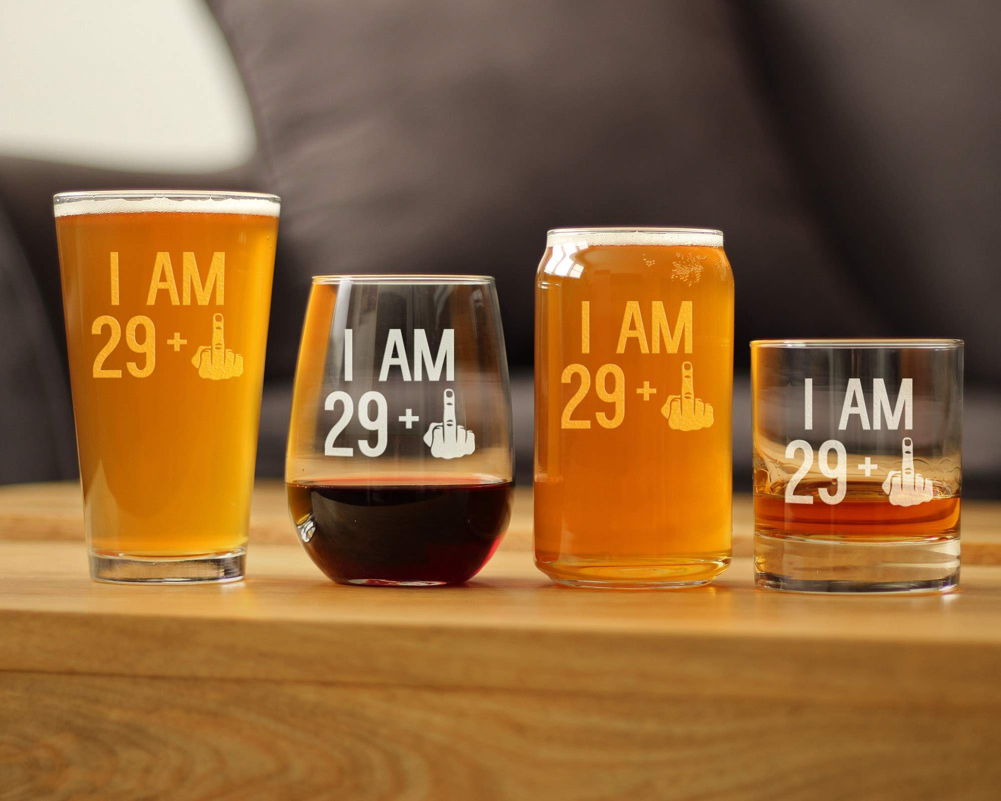 29 + 1 Middle Finger 16 oz Beer Pint Glass - Hilarious 30th Birthday Gift for Men & Women - Perfect for 30th Birthday Parties, Gag Gifts & Bar Decor