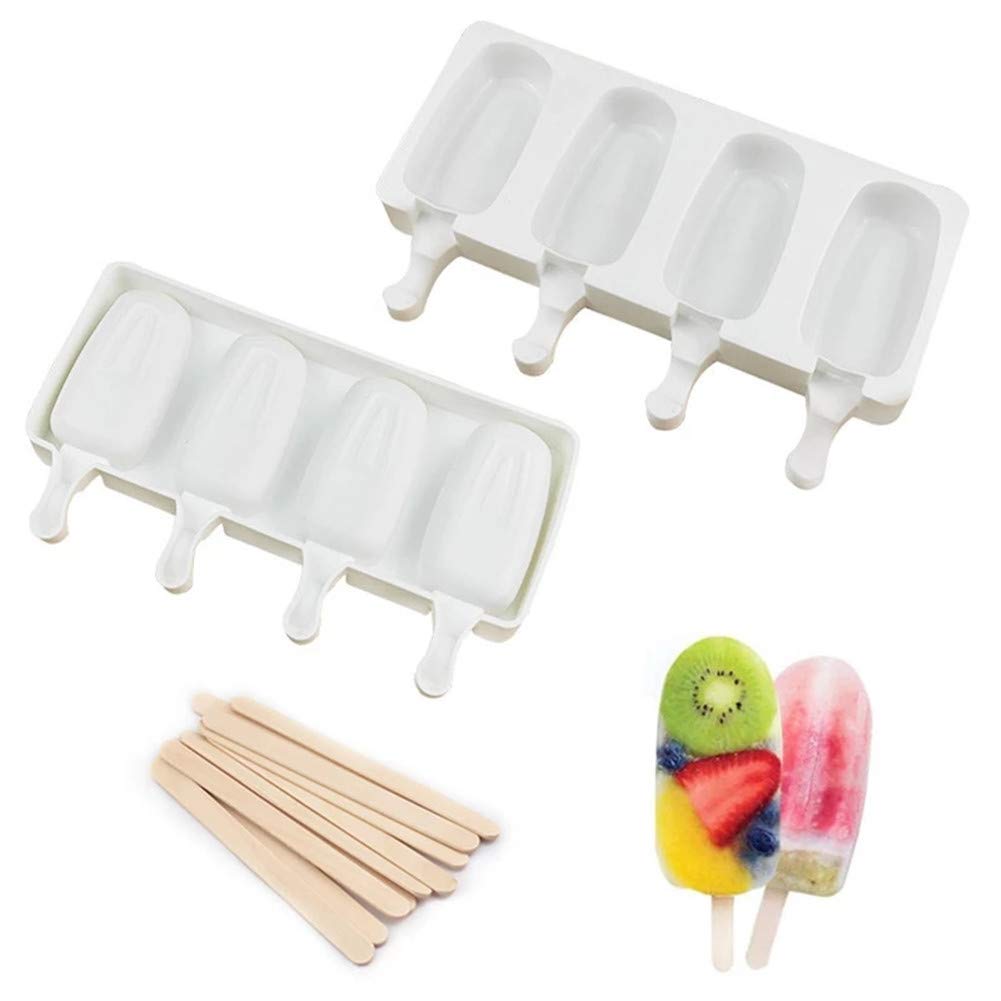 4-Cell Large Silicone Ice Cream Mold Set for Homemade Popsicles, DIY Frozen Desserts, Fruit Juice Ice Cubes - Perfect for Baking, Parties, and Summer Treats (1PC)