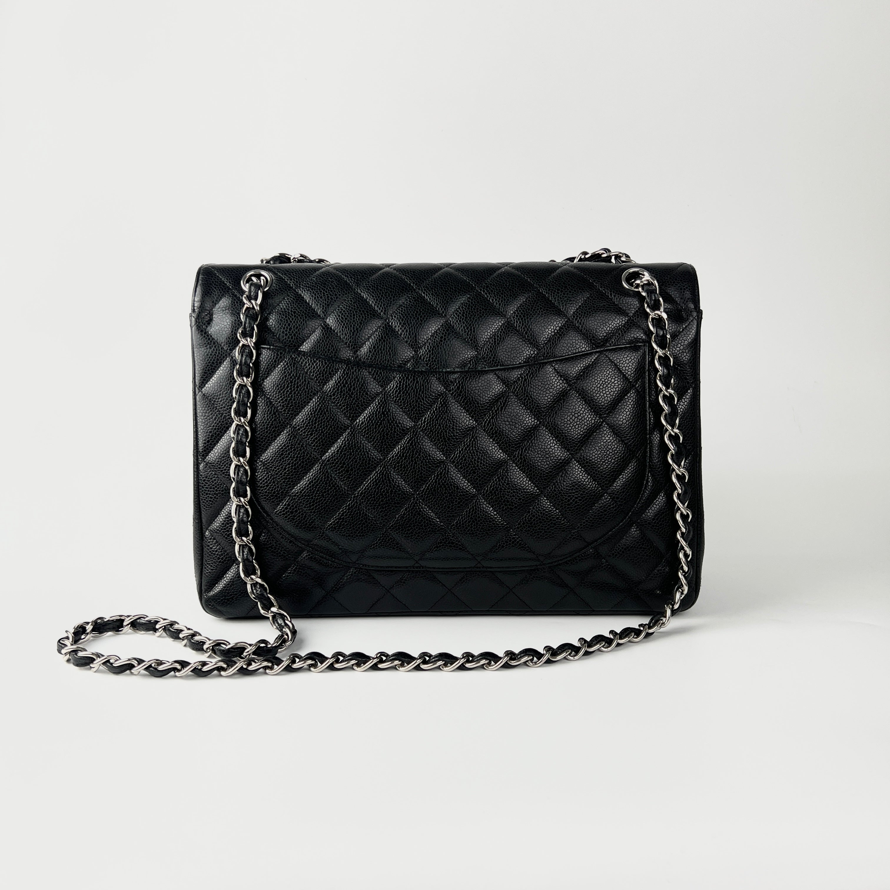 Chanel Quilted Caviar Maxi Black Leather Handbag - Luxury Designer Crossbody Bag for Women, Perfect for Work, Travel & Evening Events