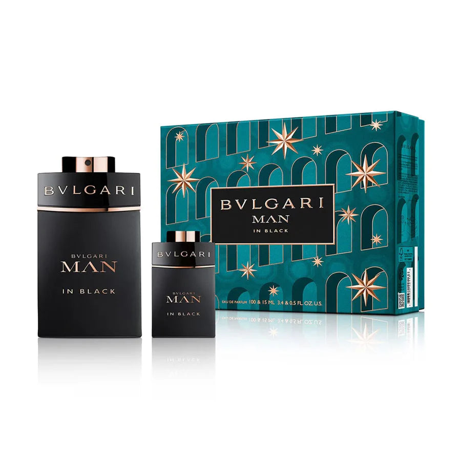 Bvlgari Man In Black Eau de Parfum Gift Set - 100ml + 15ml Travel Size Spray for Men | Luxury Cologne for Date Night, Special Occasions & Gifts