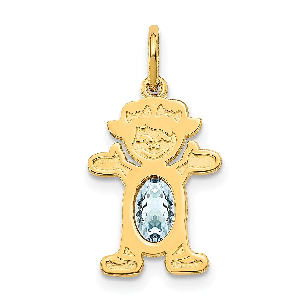 14K Yellow Gold Oval Blue Aquamarine Birthstone Necklace Pendant - March Birthstone Jewelry for Women, Girls & Kids | Perfect Gift for Her, Baby Shower, Birthday & Special Occasions