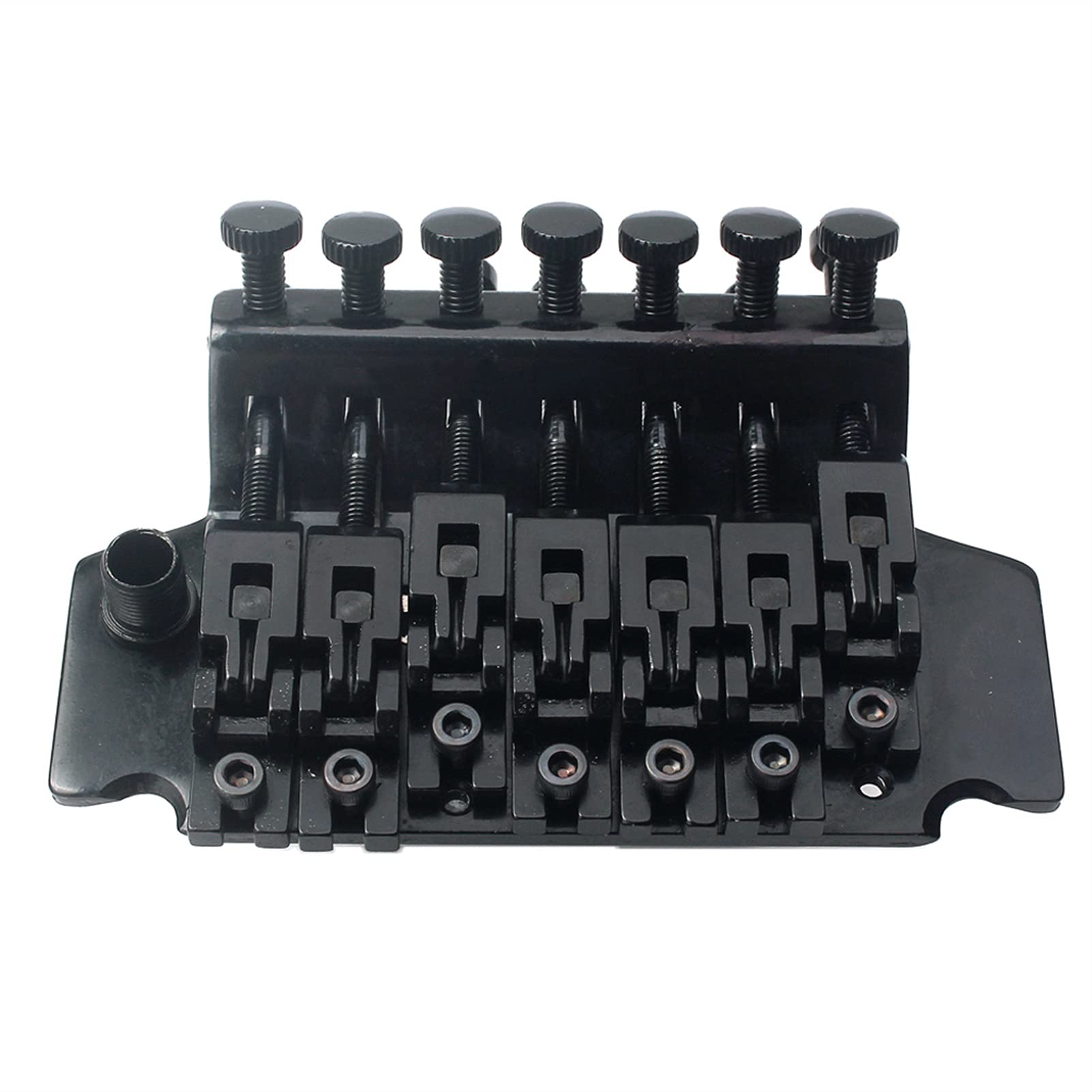 7-String Electric Guitar Double-Locking Tremolo Bridge with Whammy Bar, Wrenches & Hardware Set - Black | Replacement Part for Guitar Upgrades & Rock Performances