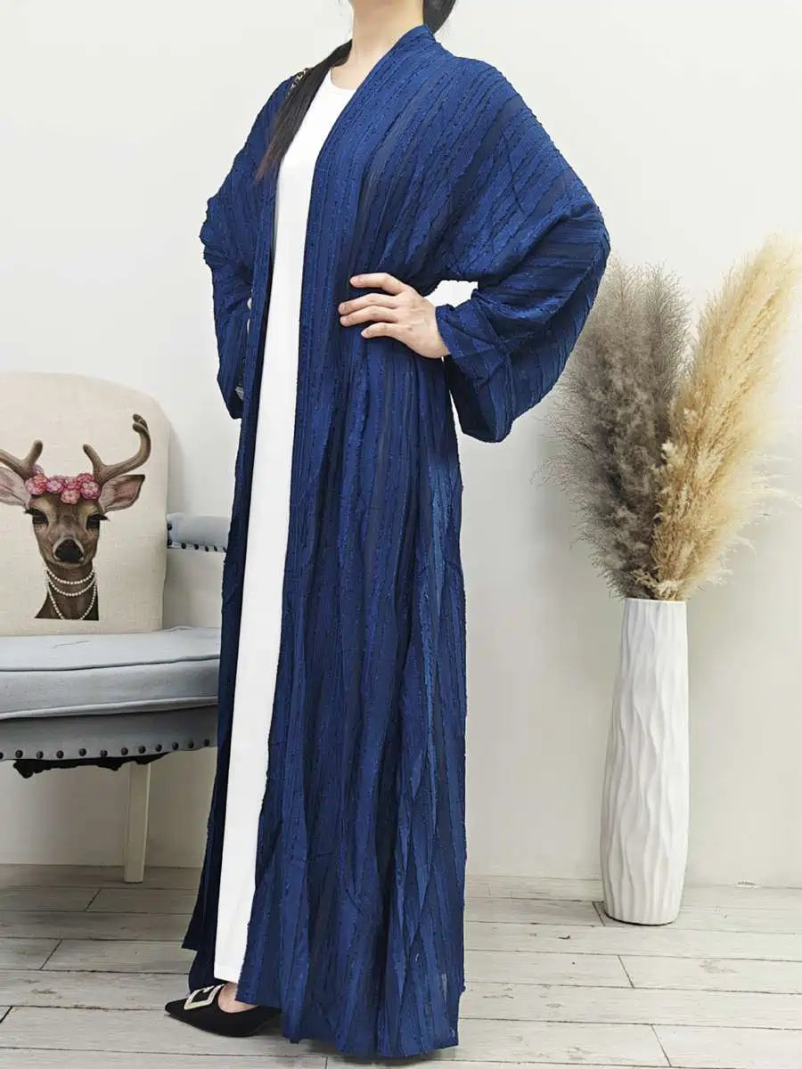 Elegant Cardigan Open Abaya Dress with Hijab Scarf & Pockets - Modest Muslim Fashion for Daily Wear & Special Occasions