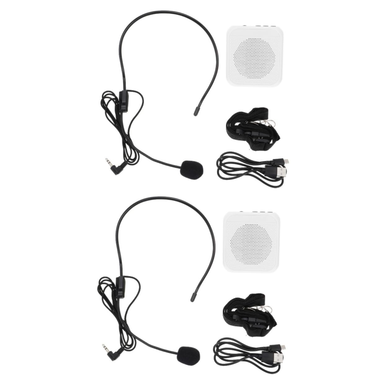 Jojofuny 2 Pack Wireless Bee-Shaped Megaphone Headphones - Multifunctional Amplifier with Wireless Connection, Built-in Microphone & Portable Speaker (White, Plastic) - Perfect for Kids' Parties, Outdoor Events & Classroom Activities