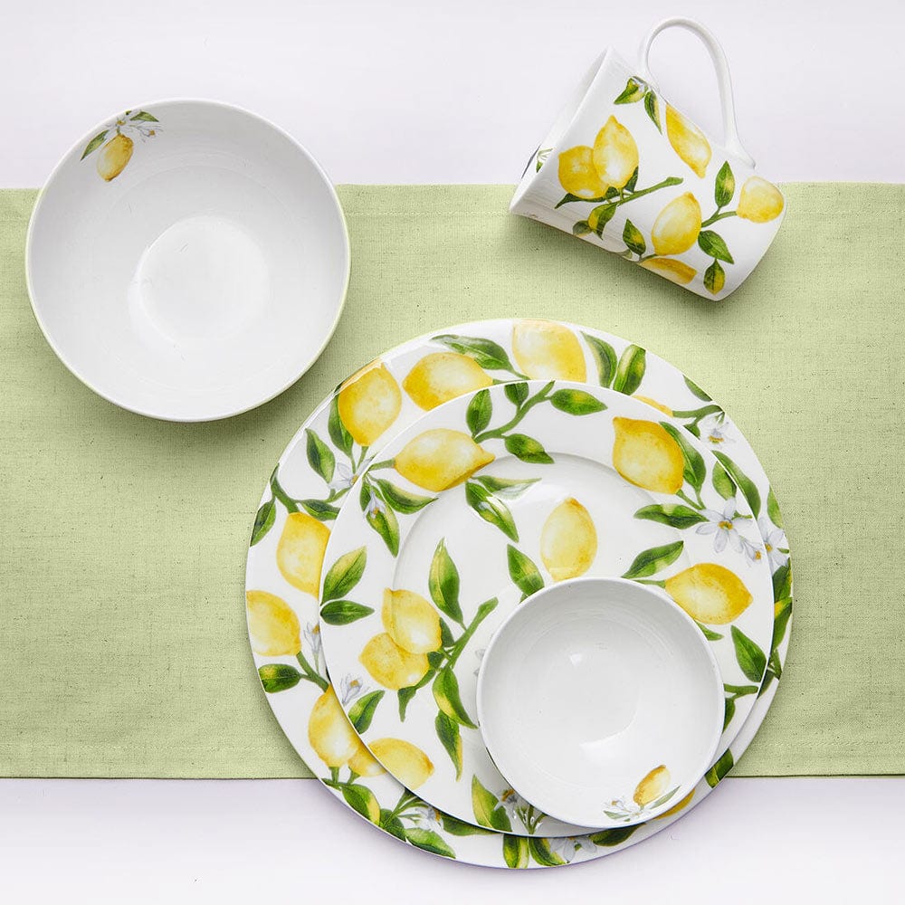 Set of 4 Lemon-Themed Salad Plates - Perfect for Summer BBQs, Picnics & Outdoor Dining | Durable Ceramic Dishware