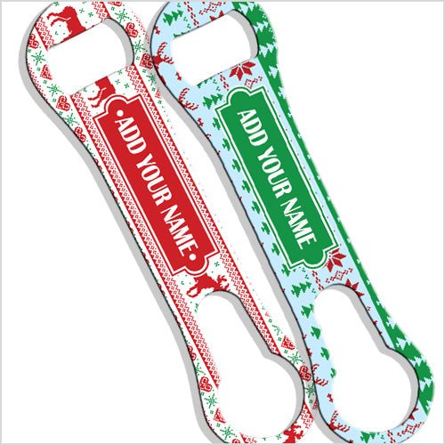 V Rod® Bottle Opener - Personalized Name Engraved Ugly Christmas Sweater Design - Perfect for Holiday Parties & Gifts