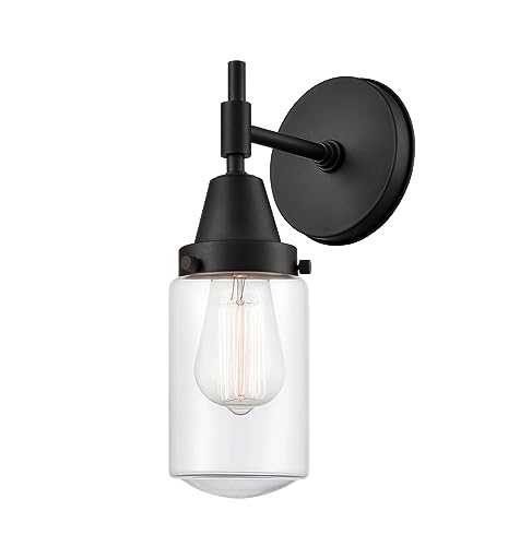 Innovations 447-1W-BK-G312 Black Transitional One Light Wall Sconce - Perfect for Bedroom, Hallway & Living Room Lighting
