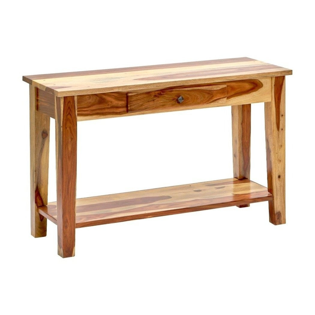 Rustic Dual Tone Wood Sofa Console Table with Drawer - Samoa Style Entryway & Living Room Display Shelf for Home Decor