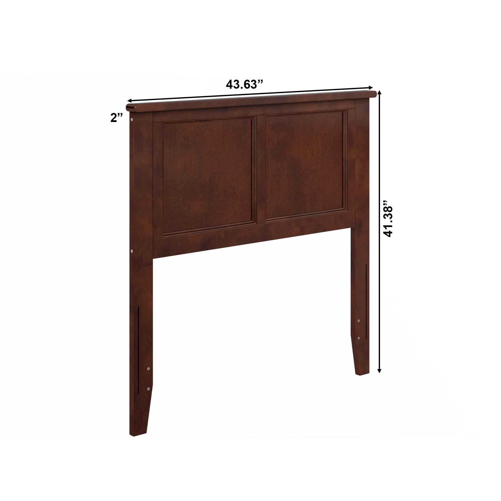 AFI Madison Twin Solid Wood Panel Headboard with USB Charging Ports - Walnut Finish - Modern Bedroom Furniture for Small Spaces & Guest Rooms