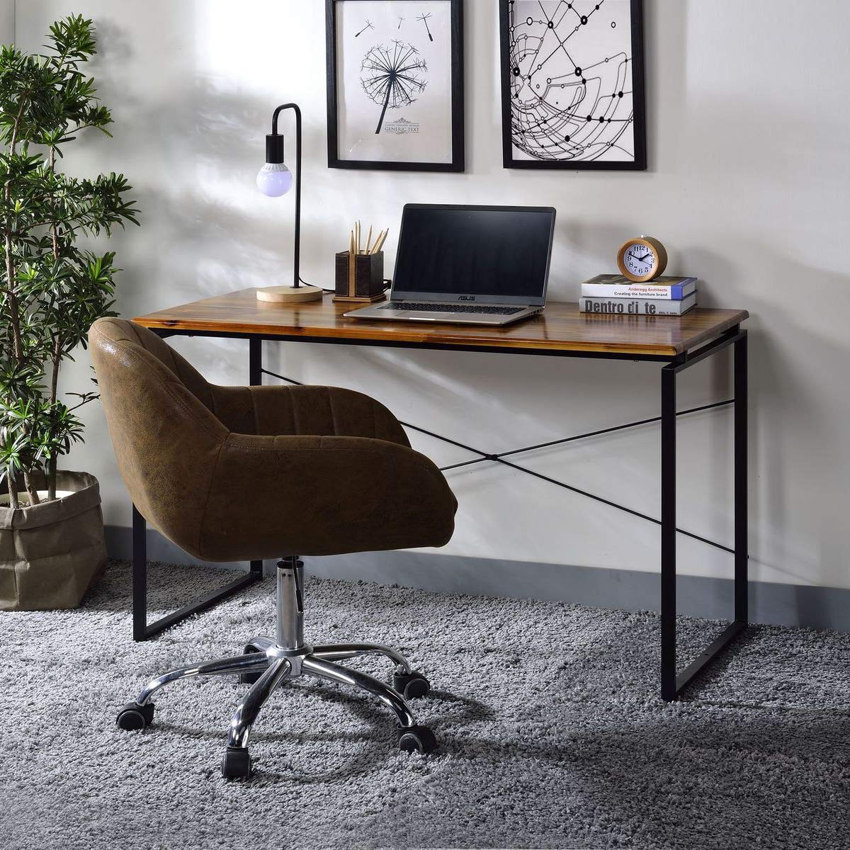 Modern Computer Desk - Simple Style Gaming & Study Writing Desk for Home Office - Solid Oak Wood - Perfect for Work, Gaming & Remote Learning