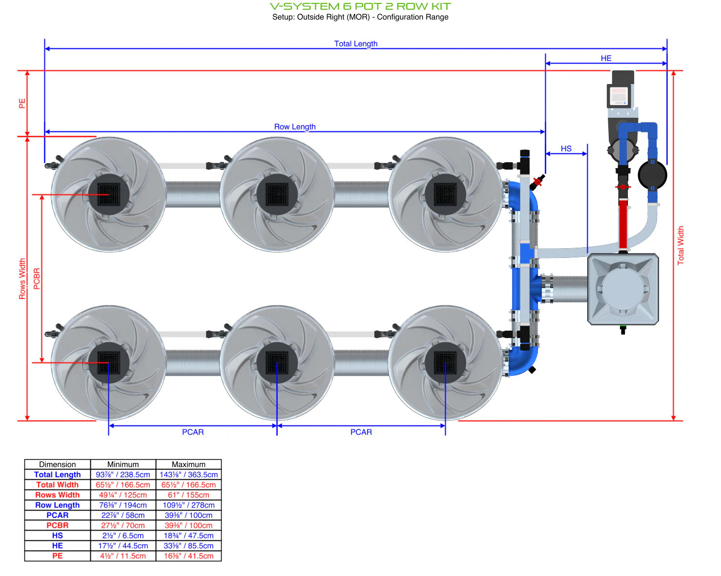 Alien Hydroponics V System Deep Water Culture (DWC) - 6 Pot 2 Row Hydroponic Growing Kit for Indoor Herb Garden & Vegetable Cultivation | Perfect for Home Growers & Hydroponic Enthusiasts