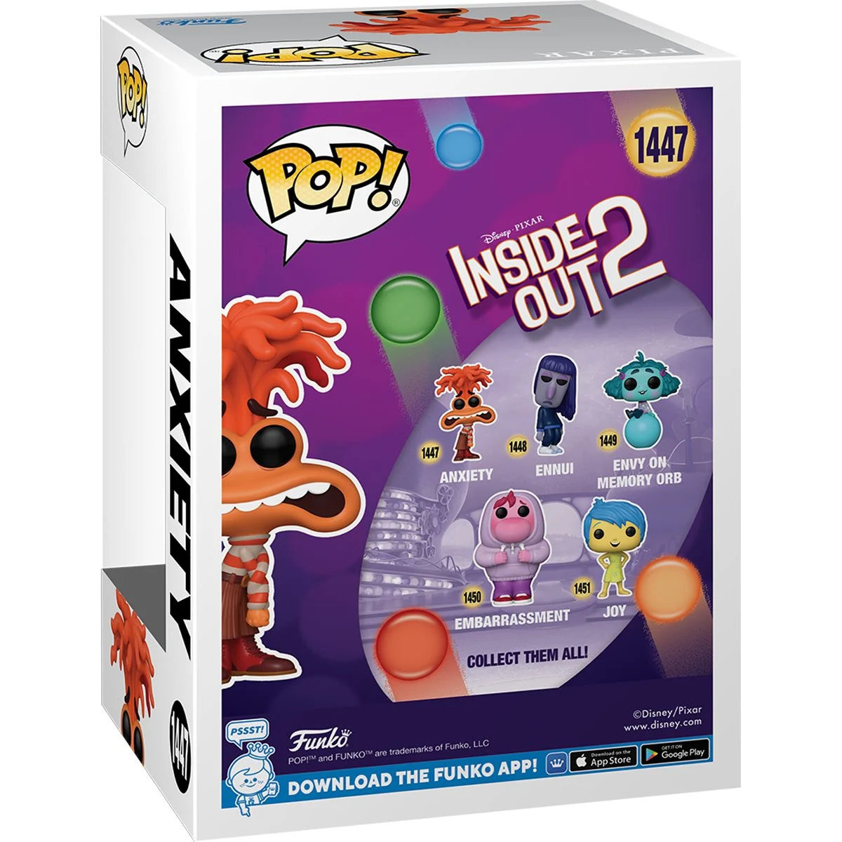 Inside Out 2 Anxiety Funko Pop! Vinyl Figure #1447 - Official Disney Pixar Collectible Toy for Movie Fans & Pop Culture Enthusiasts - Perfect for Display, Gifts, and Home Decor