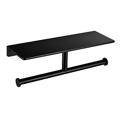 Brass Double Toilet Paper Holder Matte Black