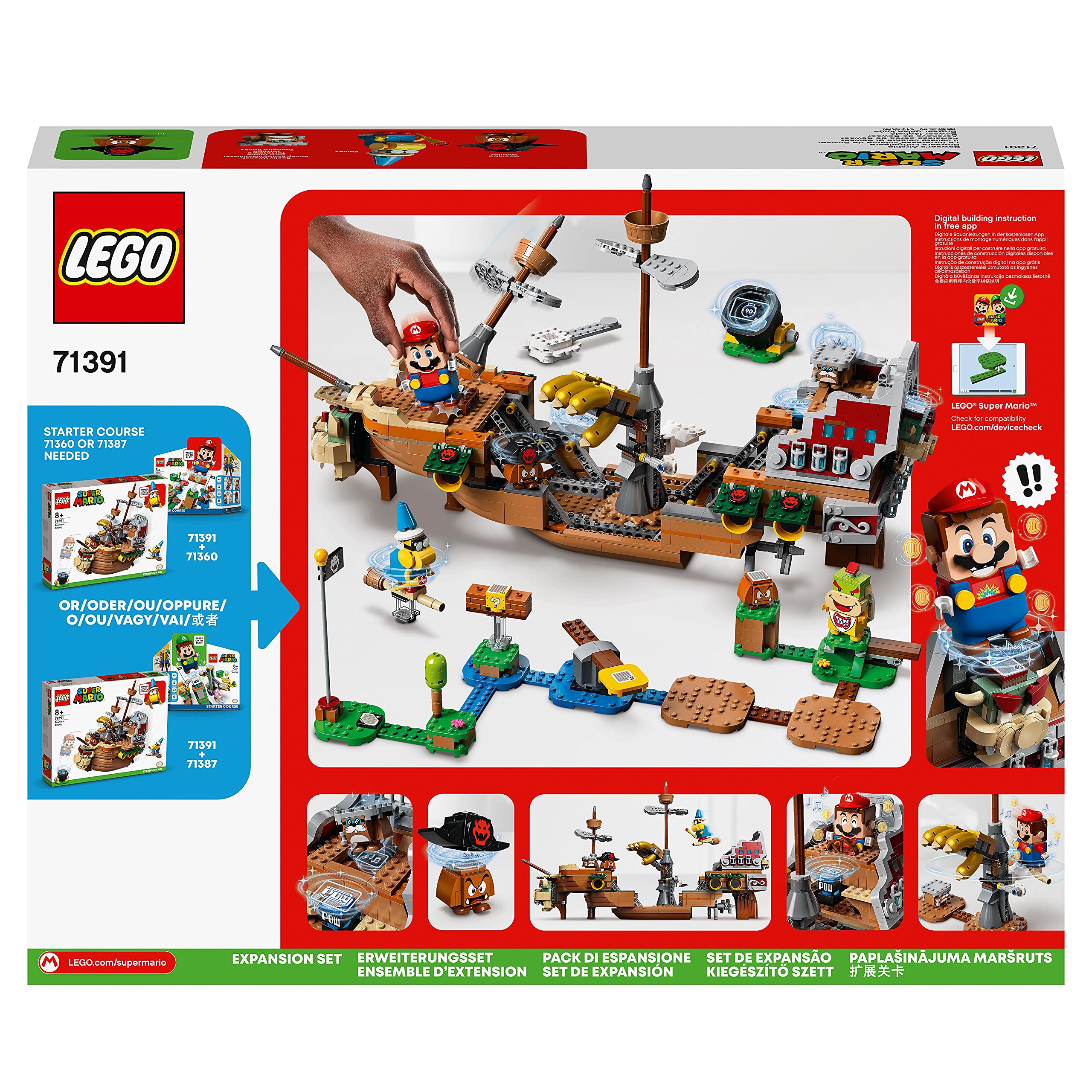 LEGO Super Mario Bowser Flying Fortress Expansion Set - 71391 Building Toy with 3 Figures for Kids | Creative Play & Gift Idea for Mario Fans