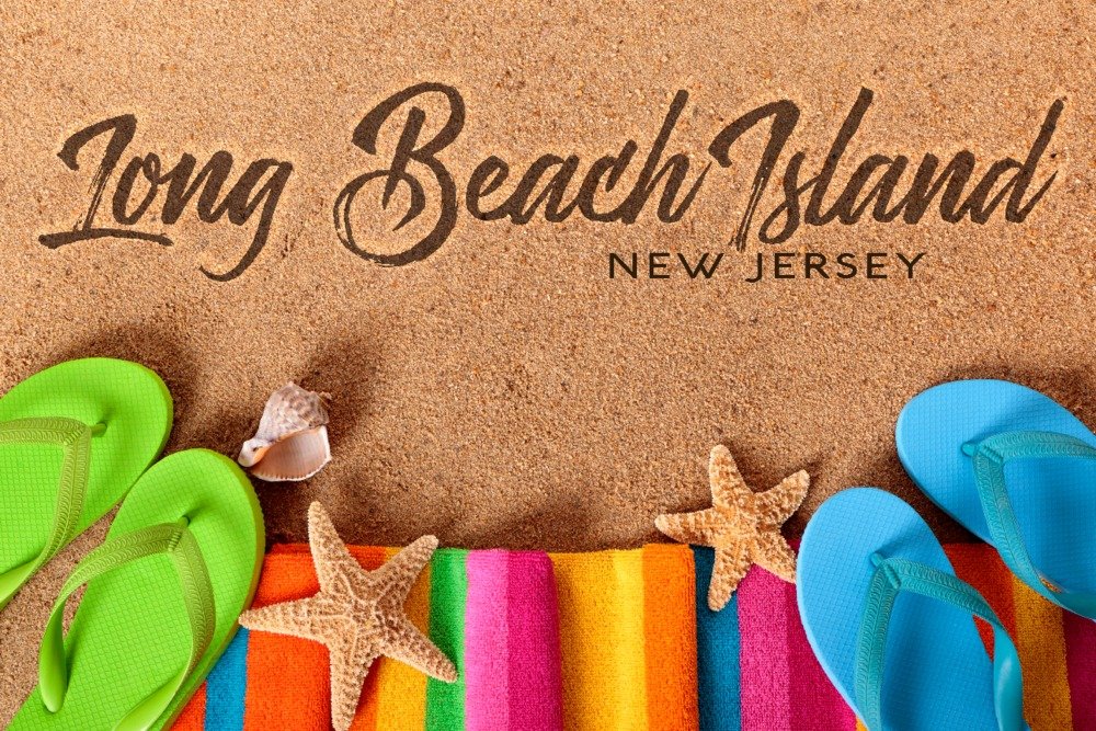 Long Beach Island New Jersey Flip Flops Beach Wall Art - 24x36 Gallery Quality Metal Print, Aluminum Decor for Coastal Home & Beach House Decor