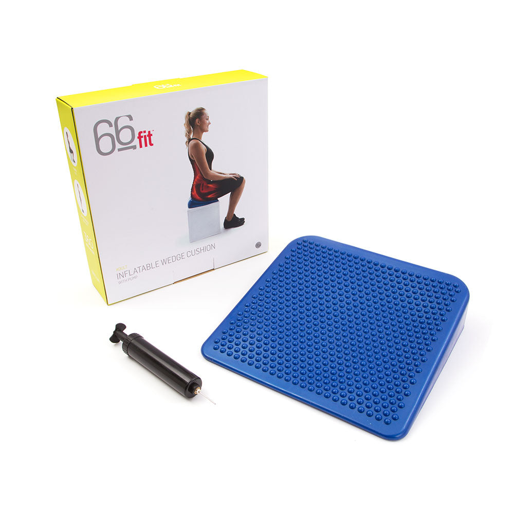 66Fit Inflatable Posture Wedge Cushion with Pump - Lumbar Support Pillow for Office Chair, Car Seat & Home Use - Improves Back Pain & Sitting Posture
