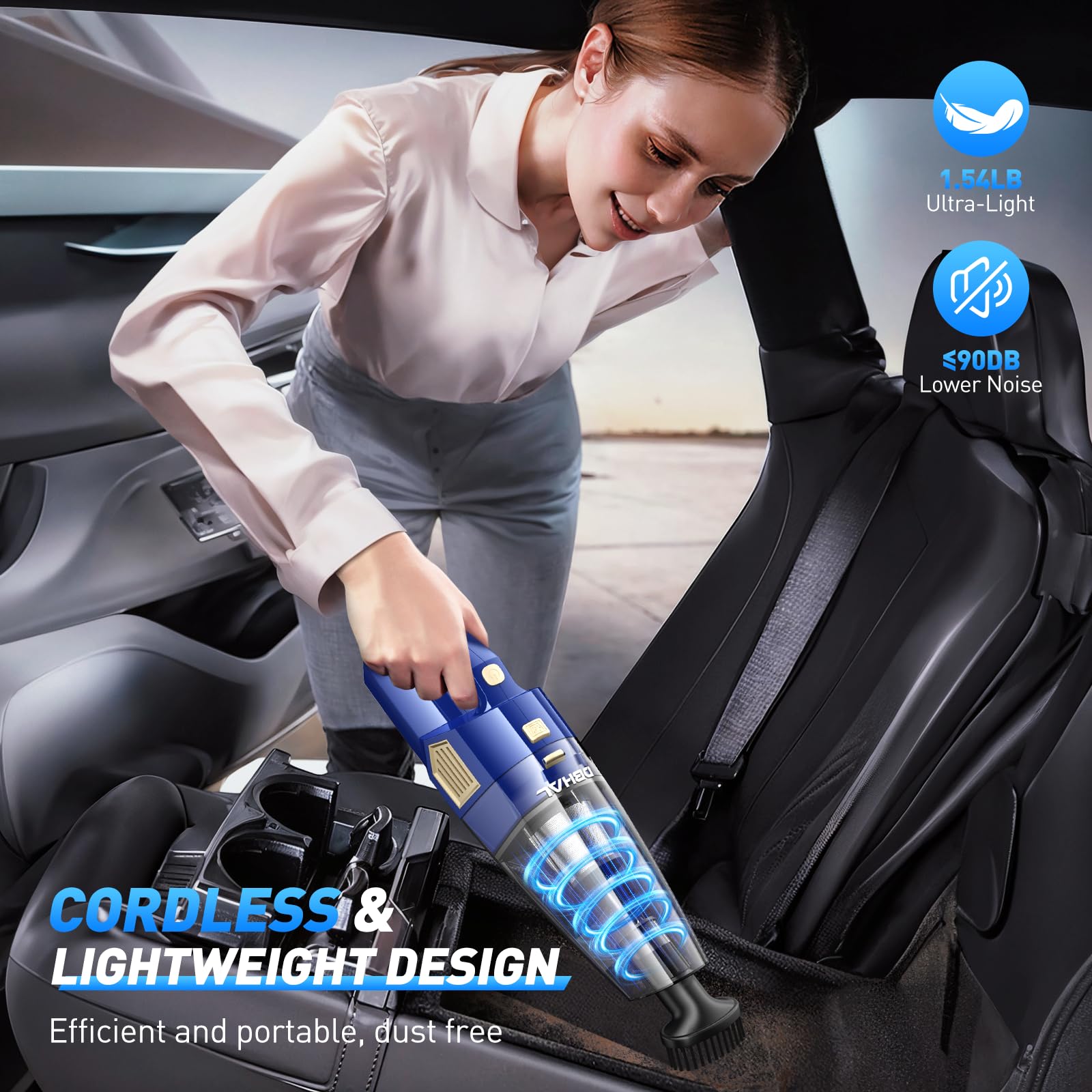 Cordless Handheld Vacuum Cleaner - 15000PA Powerful Suction, Lightweight & Rechargeable with Multi Accessories | Portable Car & Home Dust Buster for Quick Cleaning, Pet Hair Removal, and Small Space Maintenance
